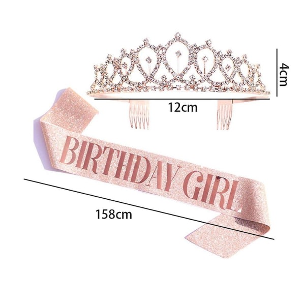 Födelsedagstiaror for flickor, födelsedagsglitterkronbälte, tiara for