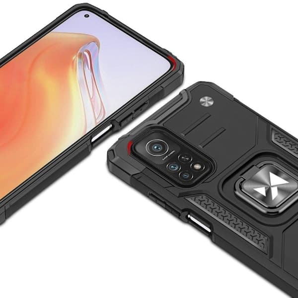 Armeret etui + magnetisk holder Mi Poco M4 Pro 5G / Redmi Note 11 5G Ring Armor sort