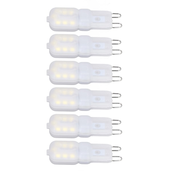 6 stk G9 LED-pærer Dæmpbare 3W Energibesparende 360 Graders Lys Pære til Loftlamper og Pendellamper Hvidt Lys 220-240V