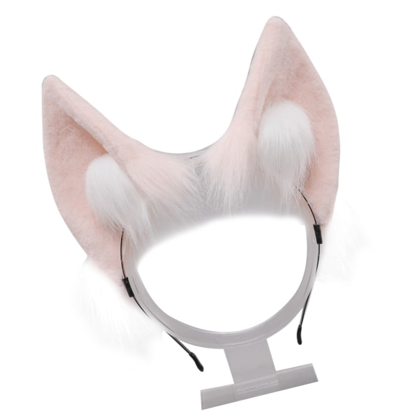 Plysørehovedbånd Sød Komfortabel Finlavet Fluffy Animal Ear Hovedbeklædning med skelet Pink