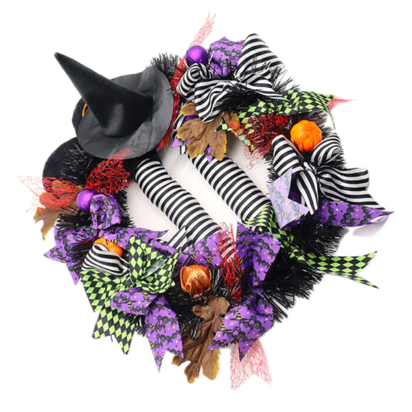 Halloween krans med hatten ytterdörr Svart