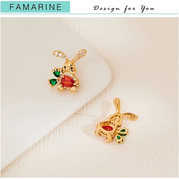 Earrings for Easter Bunny Rabbit Carrot Stud Earrings Crystal Earrings Cute Funny Earrings