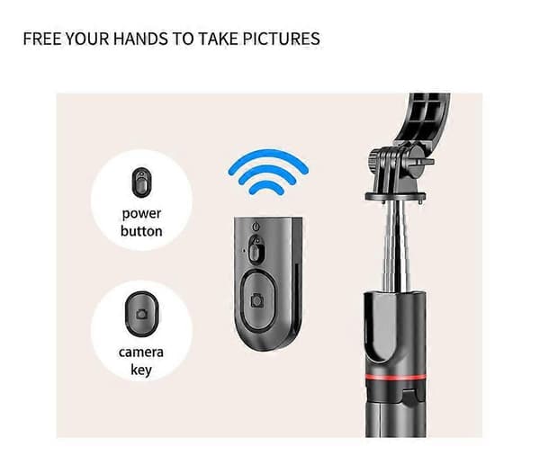 Bluetooth Selfie Stick med fjärrkontroll, Svart