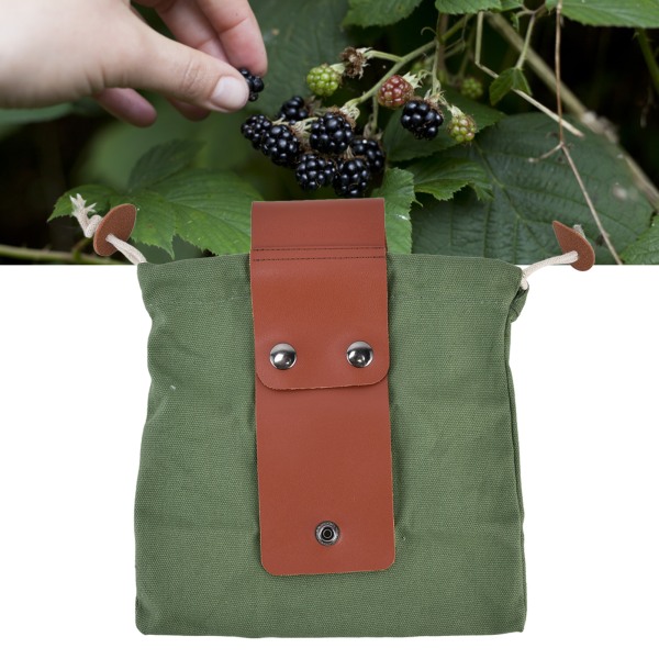 Frugtplukketaske Talje Hængende lærredsmateriale PU-stil foldet pladsbesparelse Bæltefoderpose Militærgrøn