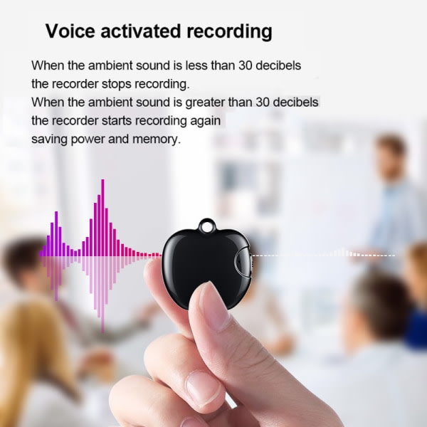 Hänge Mini Digtal Voice Recorder Aktiverad hemlig mikrodiktafon Oculta Professional Small Listening Device Espia MP3-spelare 16GB