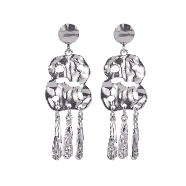 Etnisk stil uregelmessighet hul dusk dangler øredobber Øredroppe kvinner smykker (sølv)