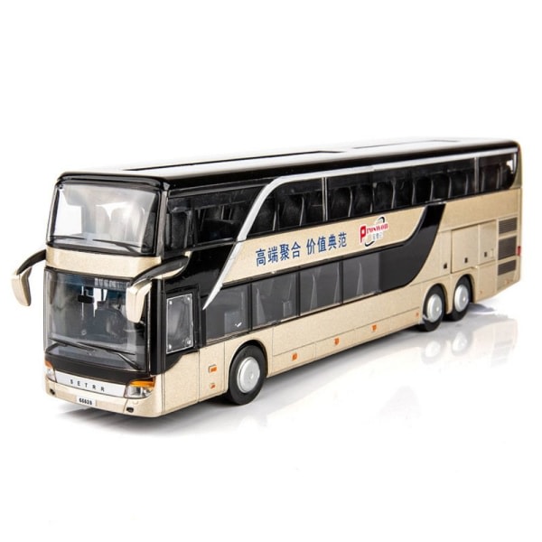 Alloy Bus Model Double Sightseeing Bus GULD guld gold