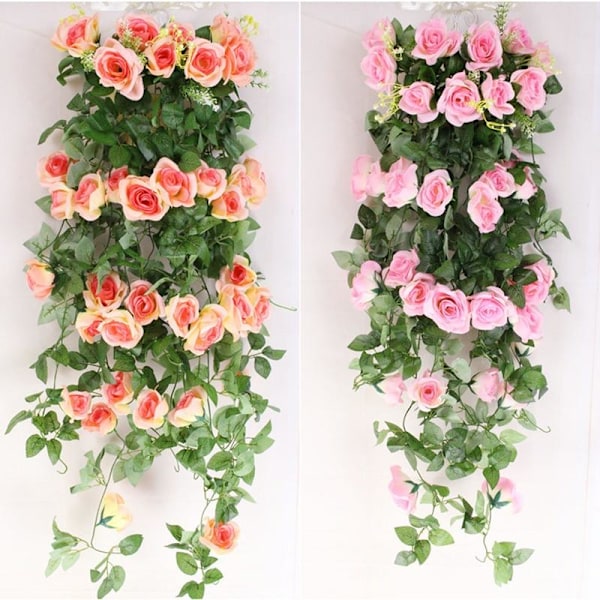 2,4m Kunstig Blomst Simulering Silke Rose Blomst Vine Ivy Hjem Bryllup Dekoration Rose