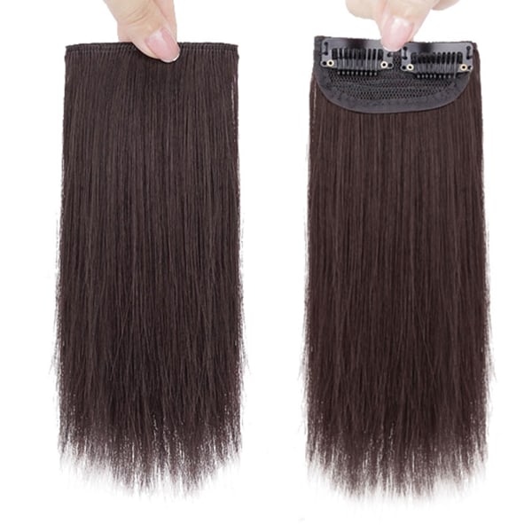 Lige hårstykke 11,8" Længde Fortykket Fluffy Let Elastisk Clip Dame Hårstykke til Fest Fødselsdag Cosplay Brunlig Sort 11,8"