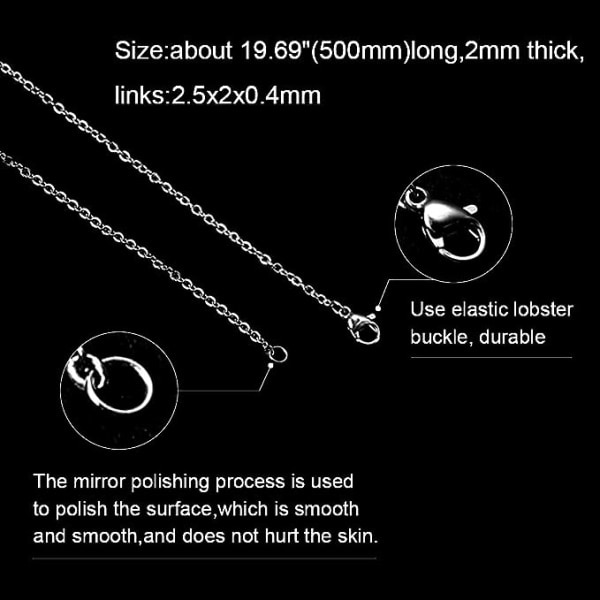 20 tråder 45 cm kjede i rustfritt stål med hummerlås for kunst og håndverk, anheng, halskjeder, armbånd, gjør-det-selv, smykkelaging—PA