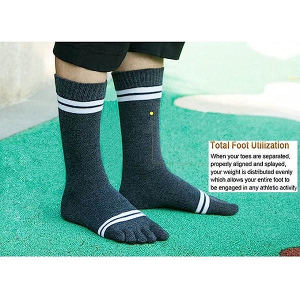 Tåstrømper Cotton Crew Five Finger Strømper Running Athletic til mænd og kvinder 5 Pack