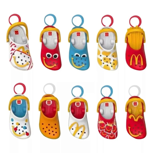 2024 McDonald's Mini Crocs Nøkkelring Happy Meal Leke Komplett Søt Mini Nøkkelring-Xin 10pcs sets