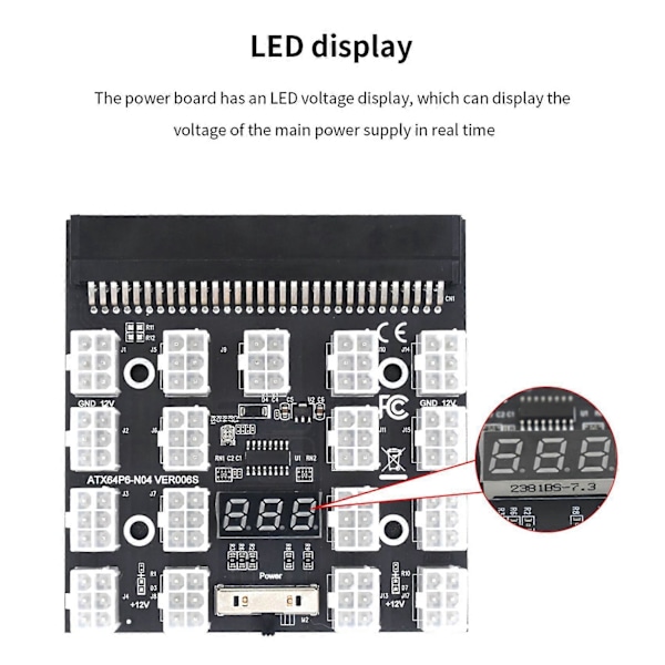 3X Breakout Board 17 Port 6Pin LED Display Strømmodul Serverkortadapter for 1200W 750W PSU GPU.pa