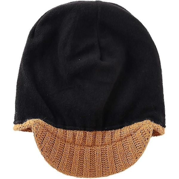 Hatt med skygge til mænd, vinter, strikket, tyk, udendørs Camel Camel One Size
