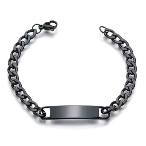 Kedjearmband Länk med ID-bricka Svart—pa