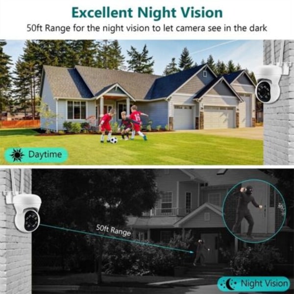 Udendørs IP WiFi overvågningskamera 2.4 + 5G HD 1080P PTZ 2MP 4X Digital Zoom Human Tracking Farve Nattesyn,.pa