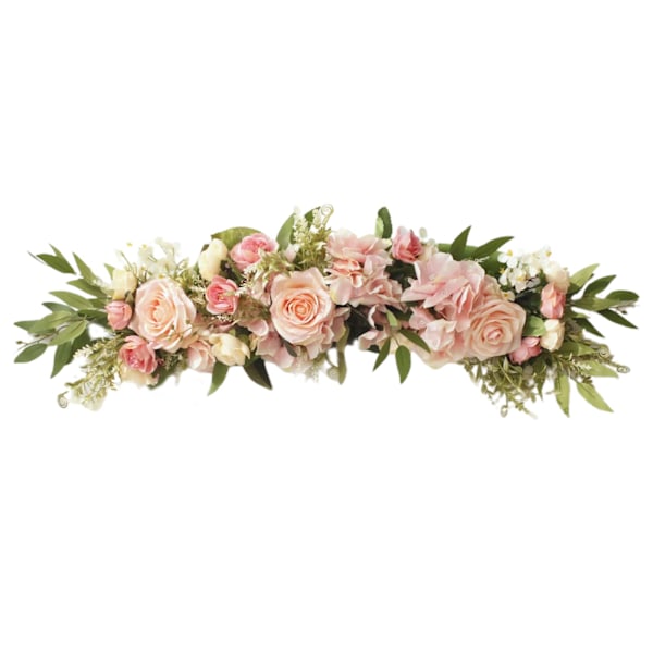 Hääkaari Tekokukat Ruusut Garland Dekoratiivinen Kukkaköynnös Yläpuolelle Ruusukrans Ovi Ikkuna Kotijuhla Vaaleanpunainen 65x16cm