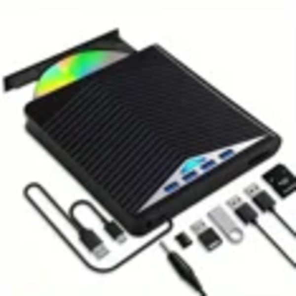 Paris_7-in-1 ulkoinen DVD-asema, USB 3.0 Type-C, DVD-poltin 4 USB-portilla ja 2 TF/SD-korttipaikalla