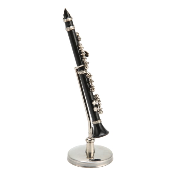 Miniatyyri klarinettireplica jalustalla ja case Minimusiikki-instrumenttimalli nukkekodin koristelu 3,1 tuumaa