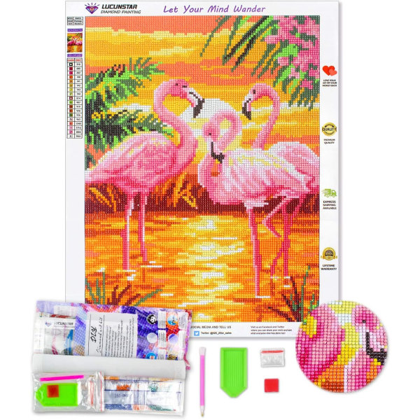 Flamingo Diamond Drawing Premium Full DIY 5D Diamond Paining Kit