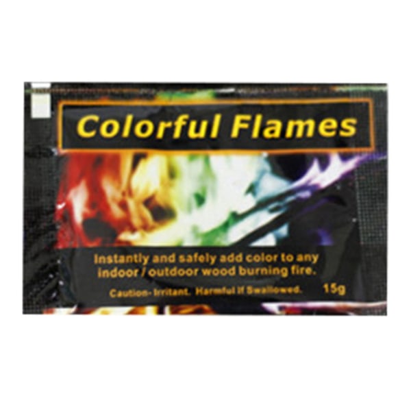 Farvet flammepulver Brandflammefarvepakker Langtidsholdbare pulserende flammefarveskiftende pulver til indendørs udendørs 15g