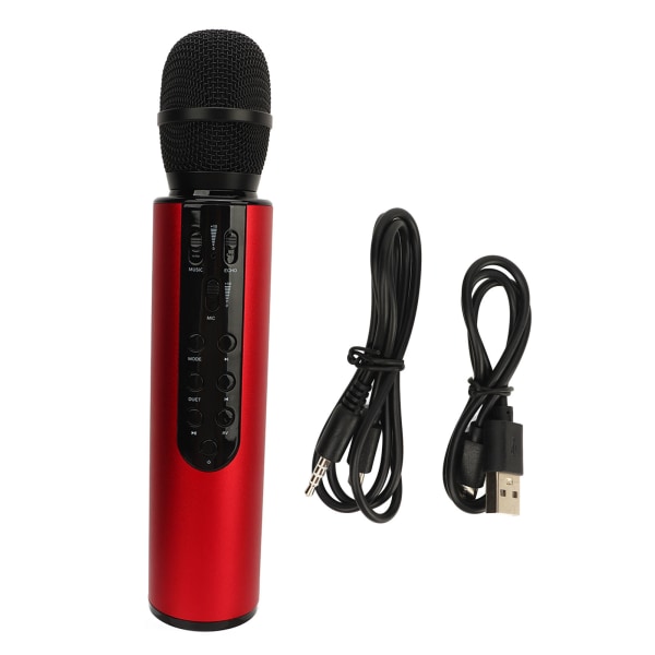 Langaton kondensaattorimikrofoni kaksoiskaiutin Karaoke kannettava mikrofoni kotiin Bluetooth laulumikrofoni punainen