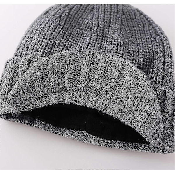 Lippalakki miehille, talvi, neulottu, paksu, ulkoiluun, vaaleanharmaa Light Grey One Size