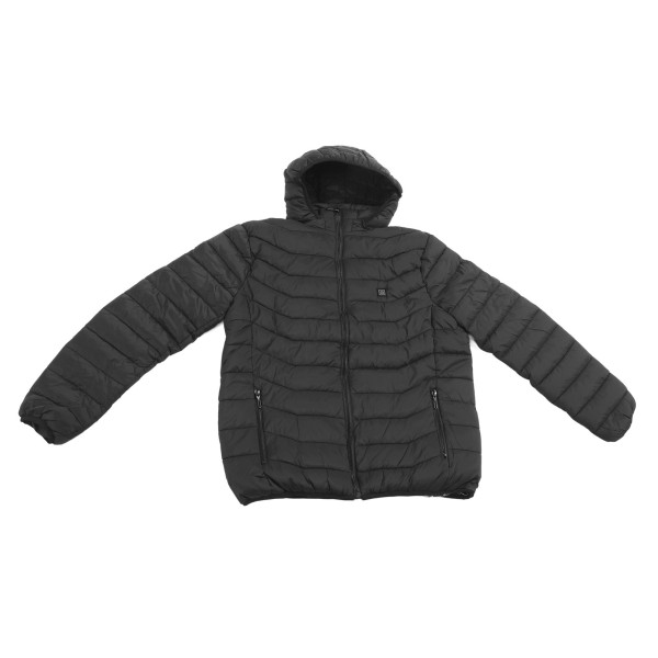Oppvarmet jakke for menn kvinner USB 3 gir temperaturkontroll Elektrisk varmejakke frakk med hette for vinter Svart 4XL