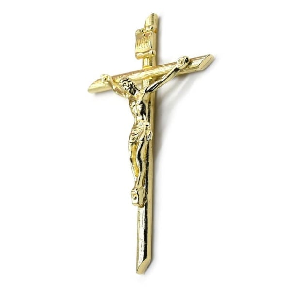 Krusifiks for kjede, dåp, kristne smykker, 24K gull, antikk Jesus halskjede, gaveeske, katolsk bønn-amulet