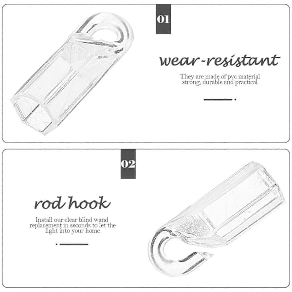 Replacement Blind Wand Hook, Vertical Wand Tip Hook for Window Blinds 48 Pcs Transparent 3X1.2CM