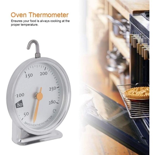 Ovntermometer, 50℃ til 280℃ Holdbart Stort Ur Rustfrit Stål Køkken Ovntermometer