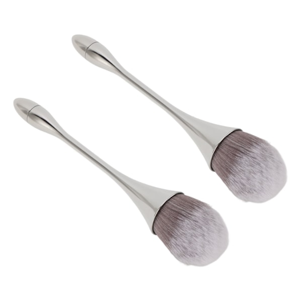 2ST Nail Art pulverborste Mjuka borst Ergonomiskt handtag Multipurpose pulverborste för manikyr användning Silver
