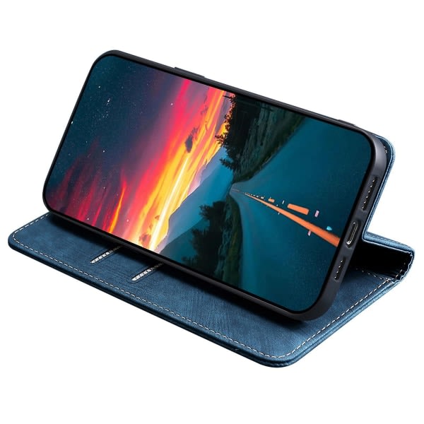 För Xiaomi Redmi Note 12 4g Pu-läder Rfid-blockerande phone case Stativ Plånbok Drop-proof flip- cover Blå