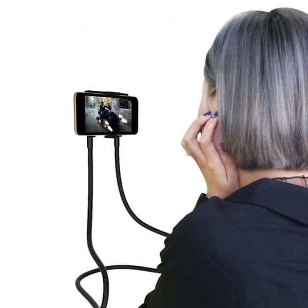 Fleksibelt stativ til hals / holder til mobiltelefoner, sort