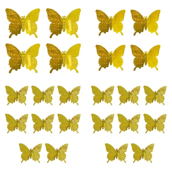 Fjärilsväggdekor 24 st, 3D-fjärilsklistermärken för fest