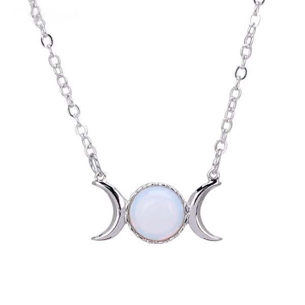 1 stk. Opal Triple Goddess Moon Symbol Anheng Halskjede