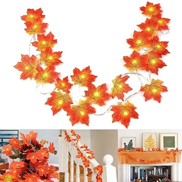 Höstdekoration 20 LED konstgjorda löv lönnlöv fallande girlang ljusslinga dekor Halloween jul.pa