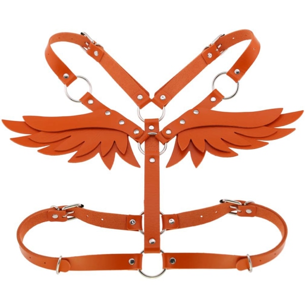 AngeL's Wing Dame Læder Korset Krydset Strap Suit Body BH Taljebælte Bondage (Orange)