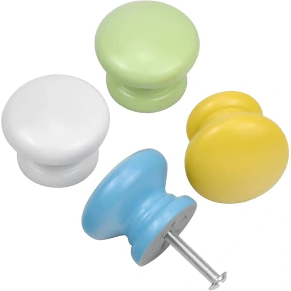 8 Colorful Cabinet Knobs with Screws, 33mm