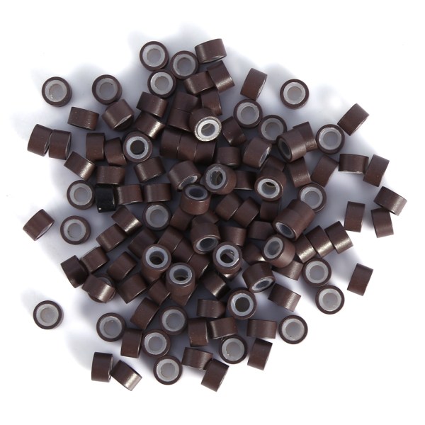 1000 st/flaska Professionell silikonfoder Länkringar Slingor för människohårförlängning (brun)
