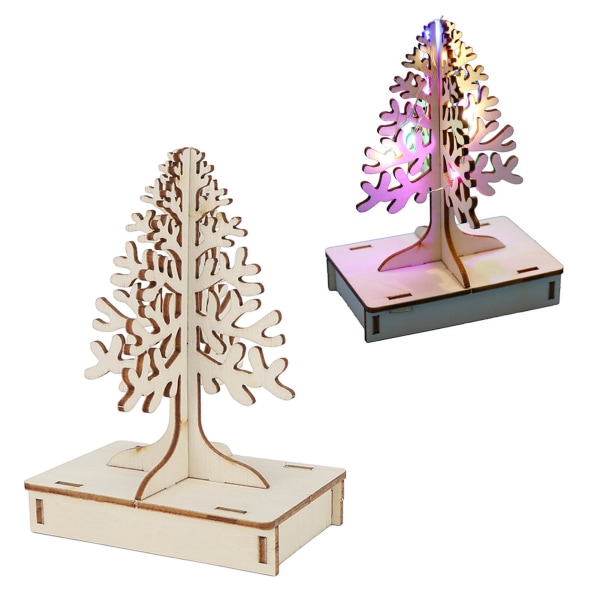 DIY træjuletræ Pædagogisk interaktivt træ 3D håndværksprojekt med farverigt lys til studerende Farverig jul