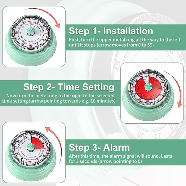 Køkken Timer, Køkken Timer Påmindelse Håndter Køkken Timer Påmindelse Håndter Tidshåndtering Værktøj til Køkken Magnetisk Visuel Køkken Timer til Hjem, S