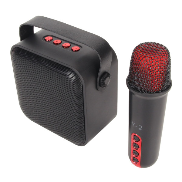 Mini Karaoke Maskinsett Bærbar Bluetooth-høyttaler med 1 trådløs mikrofon for Home Party KTV Black