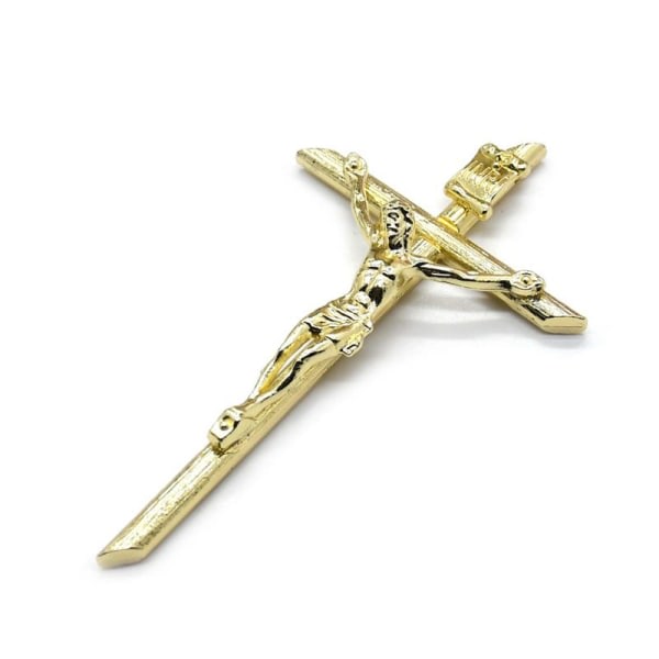 Krucifix for korshänge dop Kristna smycken 24K gull antikt Jesus halsband Presentförpackat katolsk bönamulett