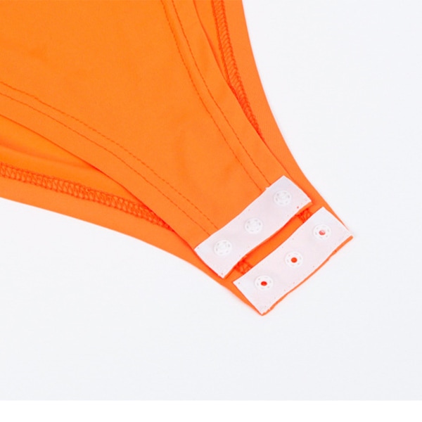 Kvinner Langermet Bodysuit Fasjonabel Sjarmerende Slim Fitting Body Leotard for Dancing S Orange