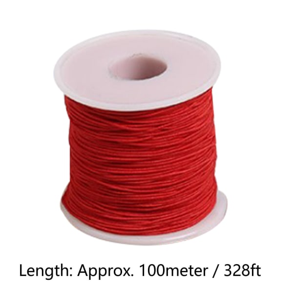 0,8 mm röd elastisk sträng 328 fot lång klippbar höghållfast armbandssträng halsbandssnöre för smyckestillverkning