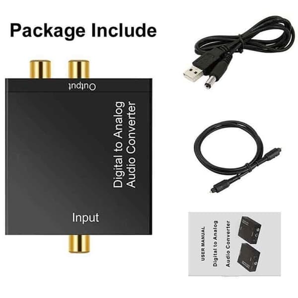 1. Optisk Coax Toslink Digital til Analog Konverter RCA L/R S Sort 1 stk
