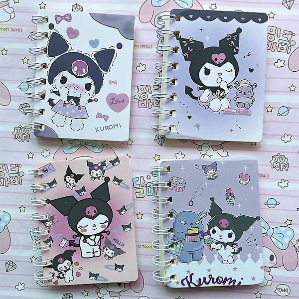 4 st/set Kawaii Mini Anteckningsblock Sanrio Kuromi My Melody Cinnamoroll Cartoon Bärbar Kreativ Fickfjäder Dagbok Present till Flickor [DB] 4pcs-set 4pcs-set 1