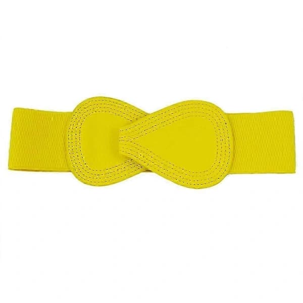 SODIAL(R) 8-formet elastisk belte med spenne i kunstlær, gul, for damer