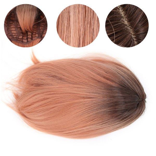 Korta peruker Syntetiskt hår Naturligt Rosa Cosplay Kvinnor Peruker Värmebeständig fiber med Air Bangs